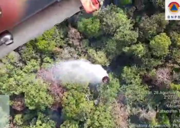 Pengerahan helikopter water bombing untuk pemadaman karhutla di Kabupaten Teluk Bintuni, Papua Barat, Jumat (28/8). (Foto: BNPB)