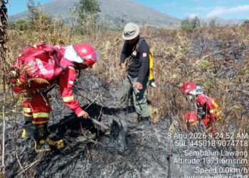 Kebakaran lahan dan hutan di Taman Nasional Gunung Rinjani.(Foto: Humas Kemenhut)