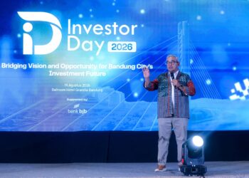 Wali Kota Bandung Muhammad Farhan di Investor Day 2026. Pemkot Bandung menawarkan insentif PBB Rp1 bagi gedung-gedung yang telah ditetapkan sebagai bangunan cagar budaya dan memiliki Surat Keputusan (SK) dari Pemkot Bandung untuk menarik investor.(Foto: Humas Pemkot Bandung)