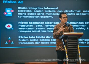 Wakil Menteri Komunikasi dan Digital Nezar Patria menilai perkembangan kecerdasan artifisial atau artificial intelligence (AI) menghadirkan tantangan baru bagi sistem peradilan, terutama dalam memastikan keaslian bukti elektronik.(Foto: Dok. Komdigi)