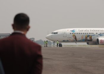 Pesawat jet Garuda Indonesia di Bandara Husein Sastranegara Bandung.(Foto: Humas Pemkot Bandung)