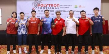 Polytron Pontianak International Challenge 2026 digelar 25–30 Agustus 2026 di GOR Terpadu Ahmad Yani, Pontianak, Kalimantan Barat. Turnamen ini kolaborasi PP PBSI dan Pengprov PBSI Kalbar, dan Polytron.(Foto: Dok. PBSI)