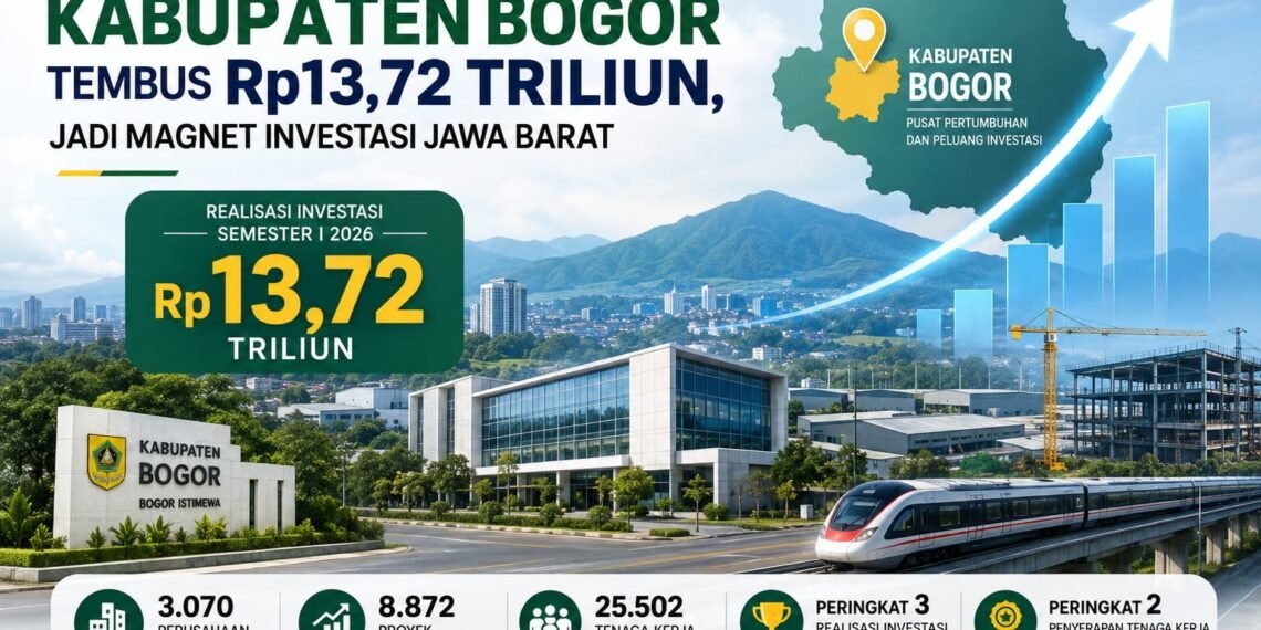 Realisasi investasi Kabupaten Bogor per Semester I 2026 mencapai Rp13,72 triliun dan menyerap 25.502 tenaga kerja.(Image: Humas Pemkab Bogor)