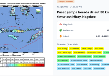 Gempa NTT Sabtu 15 Agustus 2026.(Image: BMKG)