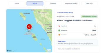 Gempa bumi Nias Selaatan Sumut.(Image: BMKG)