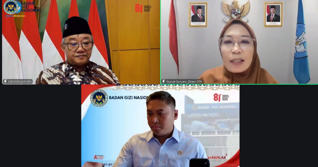 BGN menggelar rapat koordinasi terkait tata kelola dan penyelenggaraan MBG di sekolah secara daring, Sabtu (8/8).(Foto: Humas BGN)
