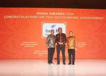 Pada ajang PRIMA Awards 2026, bank bjb berhasil meraih lima penghargaan kategori Titanium Awards sebagai bentuk apresiasi atas keberhasilan perusahaan menghadirkan layanan transaksi perbankan yang unggul dan berkinerja terbaik sepanjang tahun 2026.(Foto: bank bjb)