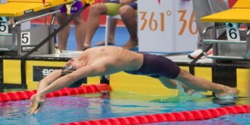 Dua atlet Indonesia, Jason Donovan Yusuf dan Hendro Yap, mempertajam rekor nasional pada Asian Games Aichi-Nagoya 2026. Catatan tersebut dibuat Jason dari cabang olahraga renang dan Hendro dari atletik. (dok.Gilang/Kemenpora)