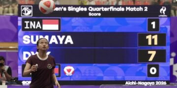 Atlet teqball putri Tim Indonesia, Sumaya, memastikan tiket ke semifinal nomor Women’s Single pada Asian Games Aichi-Nagoya 2026 setelah melewati rangkaian pertandingan Grup B yang berlangsung di Nagoya City Higashi Sports Center. (dok.Gilang/Kemenpora)
