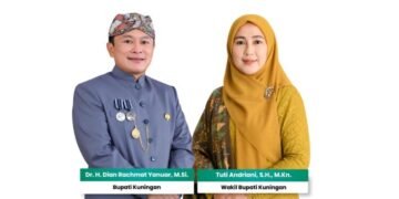 Bupati Kuningan Dian Rachmat Yanuar dan Wakil Bupati Kuningan Tuti Ruswati.(Foto: Humas Pemkab Kuningan)