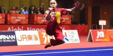 Eugenia Diva Widodo berhasil menyumbangkan medali perunggu pada ajang Asian Games Aichi-Nagoya 2026 di Aichi Prefectural Martial Arts Hall, Senin (21/9). (foto:Gilang/kemenpora.go.id)