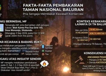 Data dan fakta upaya pembakaran Taman Nasional Baluran di Jawa Timur.(Image: Kemenhut)