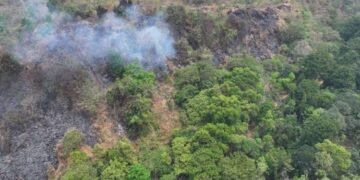 Kebakaran di Gunung Ciremai.(Foto: TNGC Via Kemenhut)
