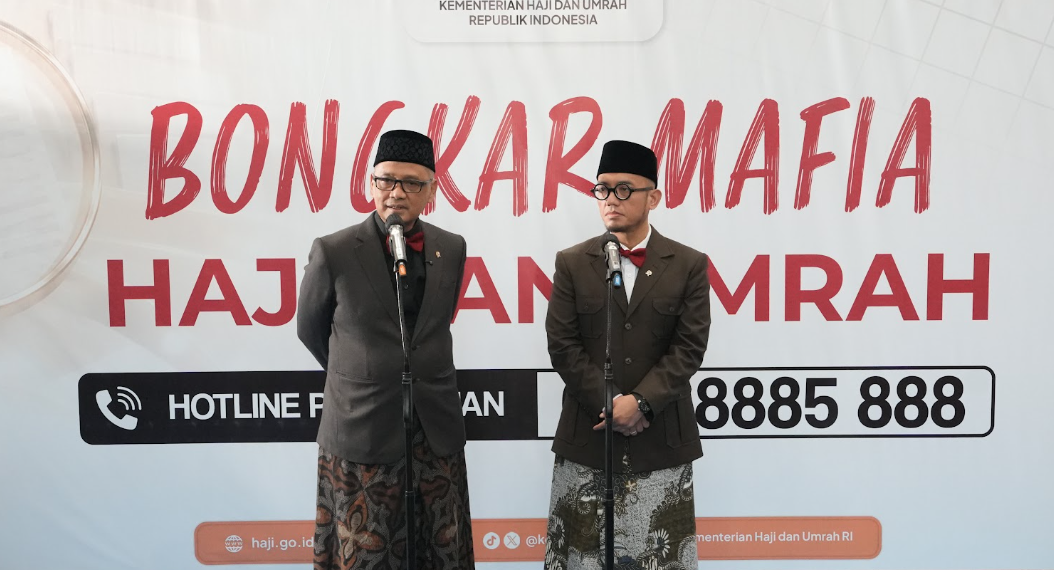 Menteri Haji dan Umrah Mochamad Irfan Yusuf dan Wakil Menteri Haji dan Umrah Dahnil Anzar Simanjuntak.(Foto: Humas Kemenhaj)