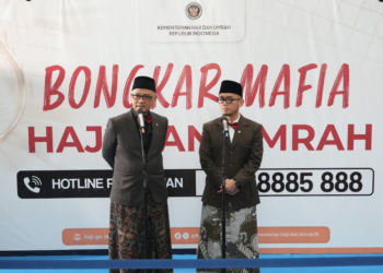 Menteri Haji dan Umrah Mochamad Irfan Yusuf dan Wakil Menteri Haji dan Umrah Dahnil Anzar Simanjuntak.(Foto: Humas Kemenhaj)