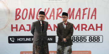 Menteri Haji dan Umrah Mochamad Irfan Yusuf dan Wakil Menteri Haji dan Umrah Dahnil Anzar Simanjuntak.(Foto: Humas Kemenhaj)