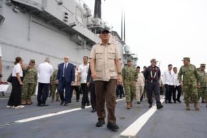 Menteri Pertahanan RI Sjafrie Sjamsoeddin menghadiri penyambutan Kapal ITS Giuseppe Garibaldi di Pelabuhan Tanjung Priok, Jakarta, Jumat (18/9/2026).(Foto: website Kemhan)