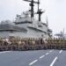 Penyambutan Kapal Induk Giuseppe Garibaldi.(Foto: Website Kemhan)