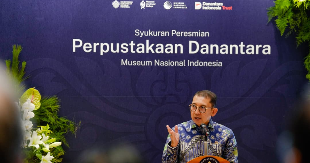Menteri Kebudayaan RI, Fadli Zon saat memberikan sambutan dalam acara Peresmian Perpustakaan Danantara di Museum Nasional Indonesia, Jakarta.(Foto: Humas Kemenbud)