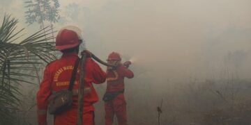Petugas pemadam kebakaran hutan dan lahan.(Foto: Humas Kemenhut)