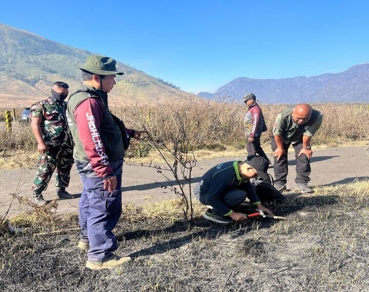 Tim ahli karhutla dan akademisi menelusuri penyebab utama kebakaran Gunung Bromo serta mengusut dugaan tindak pidananya.(Foto: Humas Kemenhut)