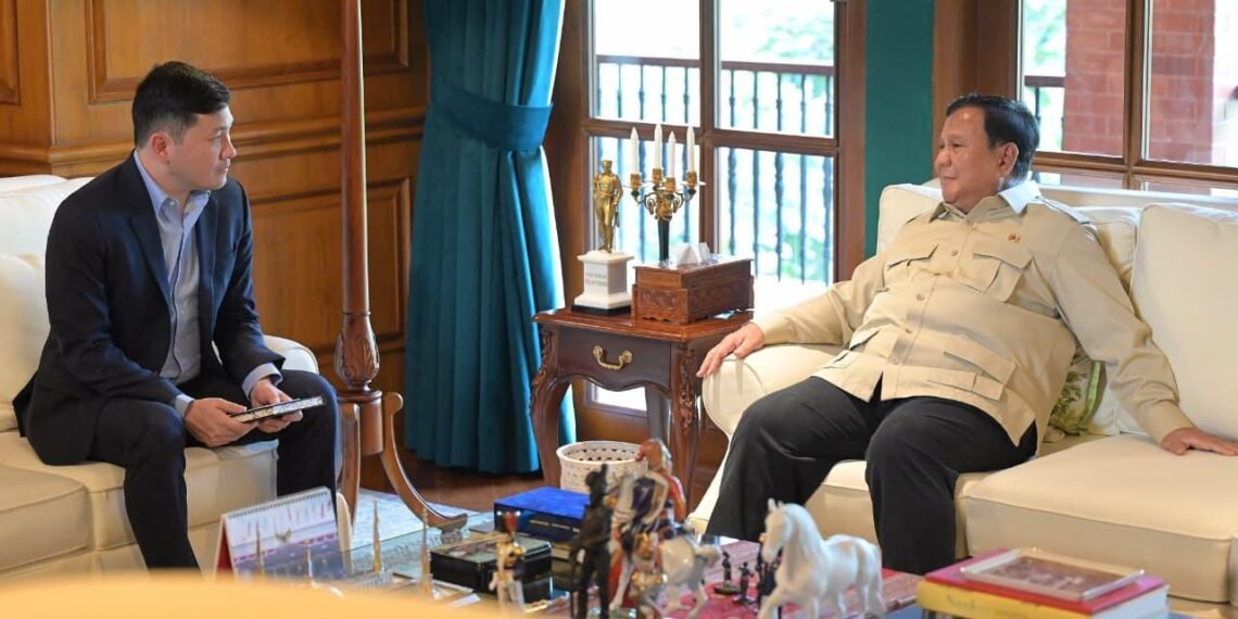 Presiden Prabowo Subianto menerima Duta Besar Amerika Serikat untuk ASEAN Kevin Kim di kediaman pribadinya di Hambalang, Jawa Barat, pada Sabtu sore (05/09/2026).(Foto: BPMI Setpres)