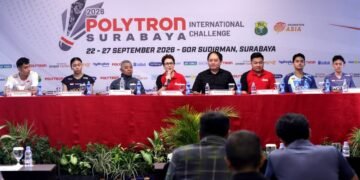 Konferensi pers Polytron Surabaya International Challenge.(Foto: Dok. PBSI)