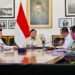 Presiden Prabowo Subianto memimpin rapat terbatas mengenai perkembangan penanganan bencana alam dari Istana Merdeka, Jakarta, melalui konferensi video pada Senin (07/09/2026).(Foto: BPMI Setpres)
