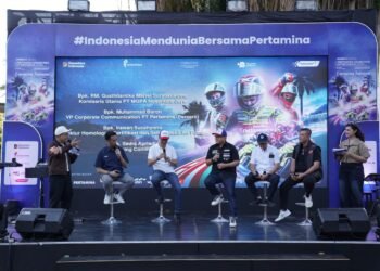 Bertempat di JNM Bloc, Yogyakarta, PT Pertamina (Persero) dan InJourney Tourism Development Corporation (ITDC) menggelar Watch Party AustrianGP 2026, Minggu (20/9), sebagai momentum untuk mendekatkan atmosfer MotoGP™ kepada masyarakat sekaligus memperkuat antusiasme menuju gelaran Pertamina Grand Prix of Indonesia 2026 di Pertamina Mandalika International Circuit pada 9–11 Oktober 2026.(Foto: Dok. Pertamina)