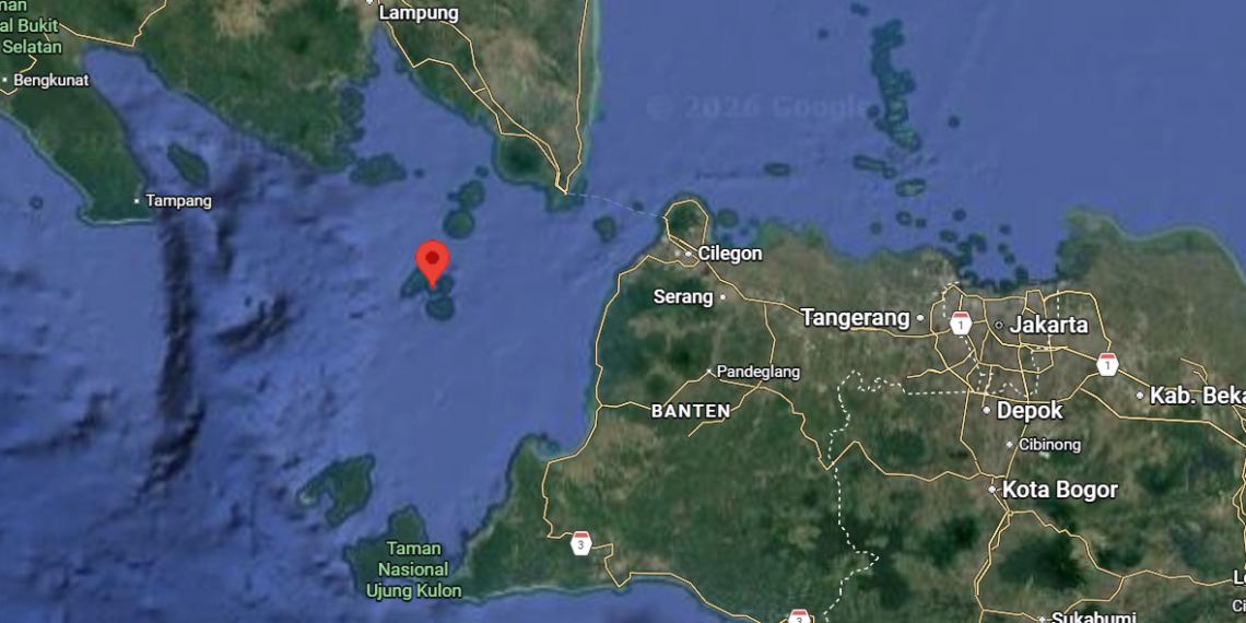 Gambaran posisi Gunung Anak Krakatau terhadap Bogor Jawa Barat.(Image: Google)