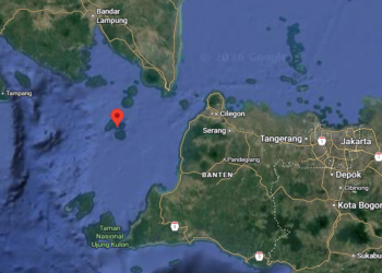 Gambaran posisi Gunung Anak Krakatau terhadap Bogor Jawa Barat.(Image: Google)