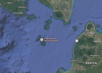 Gunung Anak Krakatay di Selat Sunda.(Image: Google)