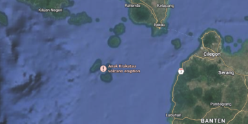 Gunung Anak Krakatay di Selat Sunda.(Image: Google)