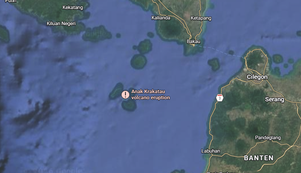Gunung Anak Krakatay di Selat Sunda.(Image: Google)