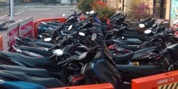 Barang bukti puluhan sepeda motor yang diamankan dari arena balapan liar di wilayah Kabupaten Bandung.(Foto:Istimewa).