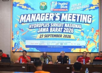 Panitia penyelenggara Hydroplus Sirkuit Nasional A Bandung 2026, menggelar "Manager Meeting" di Gedung KONI Jabar Jl Padjajaran, Minggu (27/9/2026).