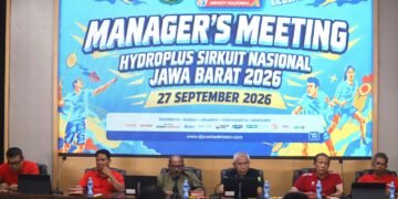 Panitia penyelenggara Hydroplus Sirkuit Nasional A Bandung 2026, menggelar "Manager Meeting" di Gedung KONI Jabar Jl Padjajaran, Minggu (27/9/2026).