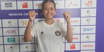 Atlet teqball putri Indonesia, Sumaya, melaju ke final nomor tunggal putri Asian Games Aichi-Nagoya 2026. Tiket ke partai puncak diraih setelah melewati laga semifinal dramatis. (dok. NOC Indonesia)