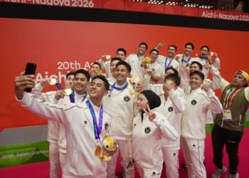 Presiden RI, Prabowo Subianto mengapresiasi keberhasilan tim bulu tangkis beregu putra Indonesia yang sukses menyumbangkan medali emas di Asian Games 2026.(foto:Gilang/kemenpora go.id)