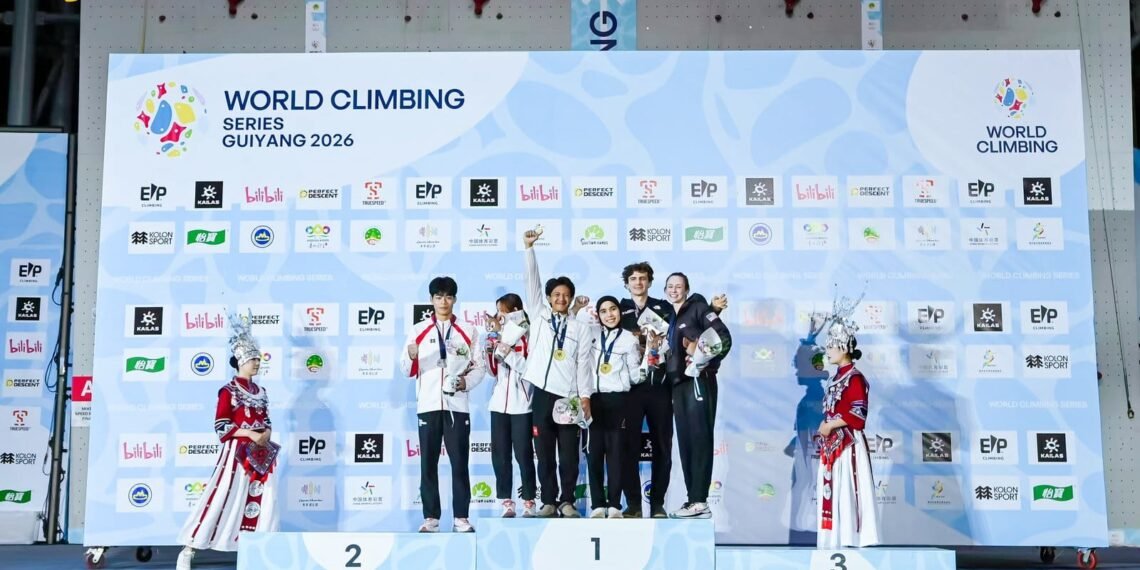 Tim panjat tebing Indonesia mencatat hasil positif di World Climbing Series Guiyang 2026. Merah Putih berhasil membawa pulang dua medali emas dari ajang tersebut di Guiyang, Tiongkok. (dok.World Climbing)