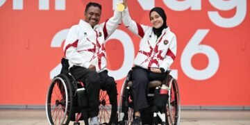 Barce Layaba dan Leli Marlina membeberkan kunci suksesnya setelah berhasil meraih medali emas di Asian Para Games 2026. (foto:agung/NPC Indonesia)