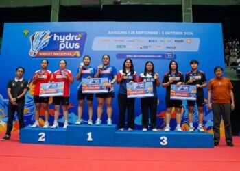 Klub asal Bandung, Mutiara Cardinal mampu meraih gelar juara Ganda Taruna Putri pada Sirnas A Jabar 2026. Final kejuaraan itu berlangsung Sabtu 3 Oktober 2026.(Foto: Istimewa)