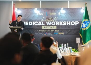 Setelah sukses batch 1, PSSI kembali menyelenggarakan Football Medical Workshop 2026 Batch 2 di Avenzel Hotel and Convention, Cibubur, Jakarta Timur 12-14 Oktober 2026. (foto:Andre/kemenpora.go.id)