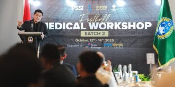 Setelah sukses batch 1, PSSI kembali menyelenggarakan Football Medical Workshop 2026 Batch 2 di Avenzel Hotel and Convention, Cibubur, Jakarta Timur 12-14 Oktober 2026. (foto:Andre/kemenpora.go.id)