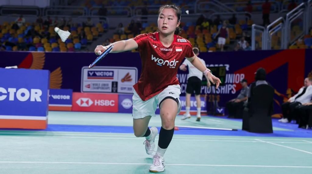 Wakil tunggal putri Indonesia Jolin Angelia mampu mengalahkan Anyapat Phichitpreechasak (Thailand) 15-10, 15-11 di babak 128 BWF World Junior Championships 2026.(Foto: Dok. PBSI)