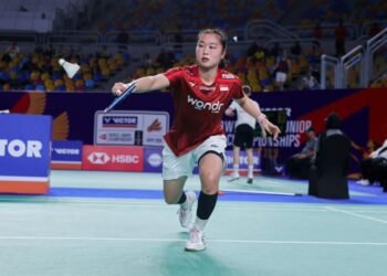 Wakil tunggal putri Indonesia Jolin Angelia mampu mengalahkan Anyapat Phichitpreechasak (Thailand) 15-10, 15-11 di babak 128 BWF World Junior Championships 2026.(Foto: Dok. PBSI)