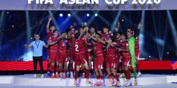 Ketua Umum PSSI Erick Thohir menilai hasil luar biasa Timnas Indonesia sebagai juara FIFA ASEAN Cup 2026 adalah pelajaran bagus untuk masuk ke Piala Dunia. (foto:Herry/kemenpora.go.id)