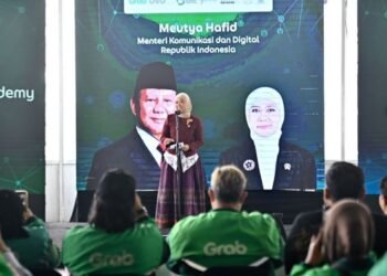 Menteri Komunikasi dan Digital Meutya Hafid di Peluncuran Sayembara GEBUK JUDOL Ronde 3 dan talkshow “Cerdas Berteknologi” di Garuda Spark Innovation Hub, Jakarta Pusat, Kamis (01/10/2026.(Foto: Humas Komdigi)
