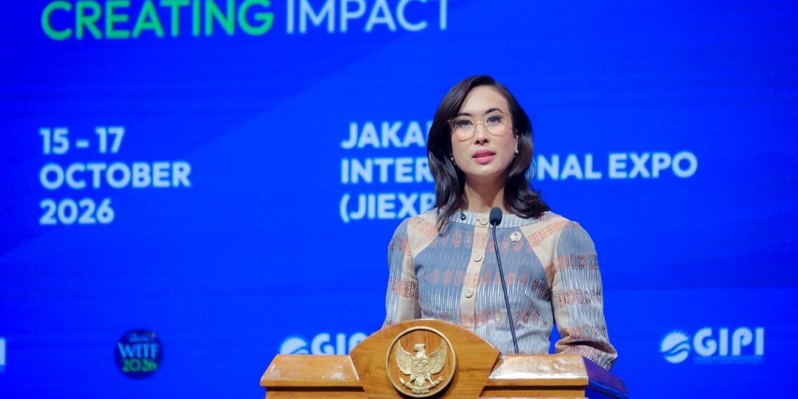 Menteri Pariwisata Widiyanti Putri Wardhana dalam sambutannya saat membuka WITF 2026 di JIExpo Kemayoran, Jakarta, Kamis (15/10/2026).(Foto: Humas Kemenpar)