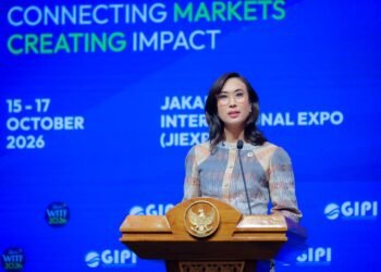 Menteri Pariwisata Widiyanti Putri Wardhana dalam sambutannya saat membuka WITF 2026 di JIExpo Kemayoran, Jakarta, Kamis (15/10/2026).(Foto: Humas Kemenpar)